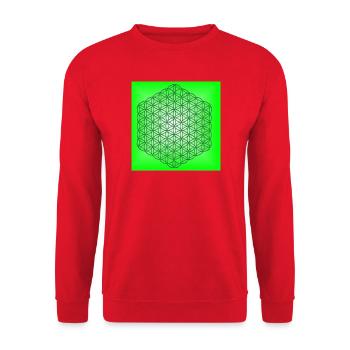 Flower of Life for Relaxation - 5th Dimension - Unisex Sweatshirt - red - Front - Alina (178cm) & Michal (187cm)