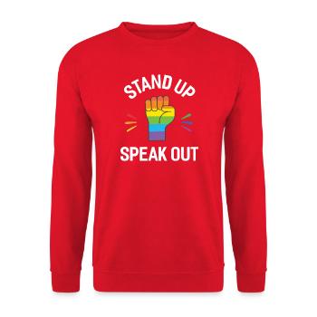 Pride Month - Stand Up. Speak Out. - Unisex Sweatshirt - red - Front - Alina (178cm) & Michal (187cm)