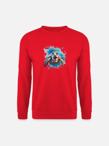 Regenbogen Schildkröte Splash - Unisex Pullover - Rot