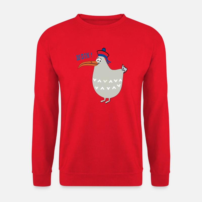 Moin, maritim, Möwe - Unisex Pullover - Rot