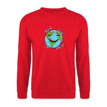 Terre Souriant design globe joyeux - Sweat-shirt Unisexe - rouge - Devant - Alina (178cm) & Michal (187cm)