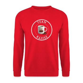 "Team Kaffee" hell - Unisex Pullover - Rot - Vorne - Alina (178cm) & Michal (187cm)