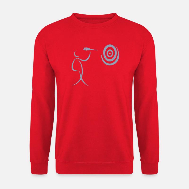 Minimalistisch Dart Dartspieler mit Dartpfeil und - Unisex Pullover - Rot