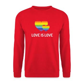 Mois de la fierté LGBT - Love is Love - Sweat-shirt Unisexe - rouge - Devant - Alina (178cm) & Michal (187cm)