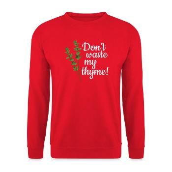Don't Waste My Thyme - Unisex Pullover - Rot - Vorne - Alina (178cm) & Michal (187cm)