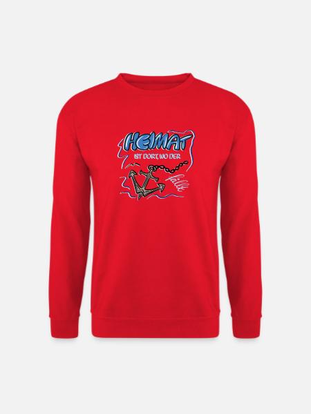 Heimat Hafen Motiv mit Anker und Kette - Unisex Pullover - Rot