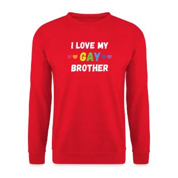 Mois de la fierté LGBT - J’aime mon frère gay - Sweat-shirt Unisexe - rouge - Devant - Alina (178cm) & Michal (187cm)