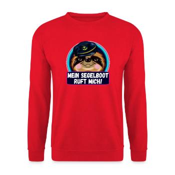 MEIN SEGELBOOT RUFT MICH FAULTIERE SEGELN - Unisex Pullover - Rot - Vorne - Alina (178cm) & Michal (187cm)