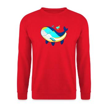 Friendly whale with baby whale - Unisex Sweatshirt - red - Front - Alina (178cm) & Michal (187cm)