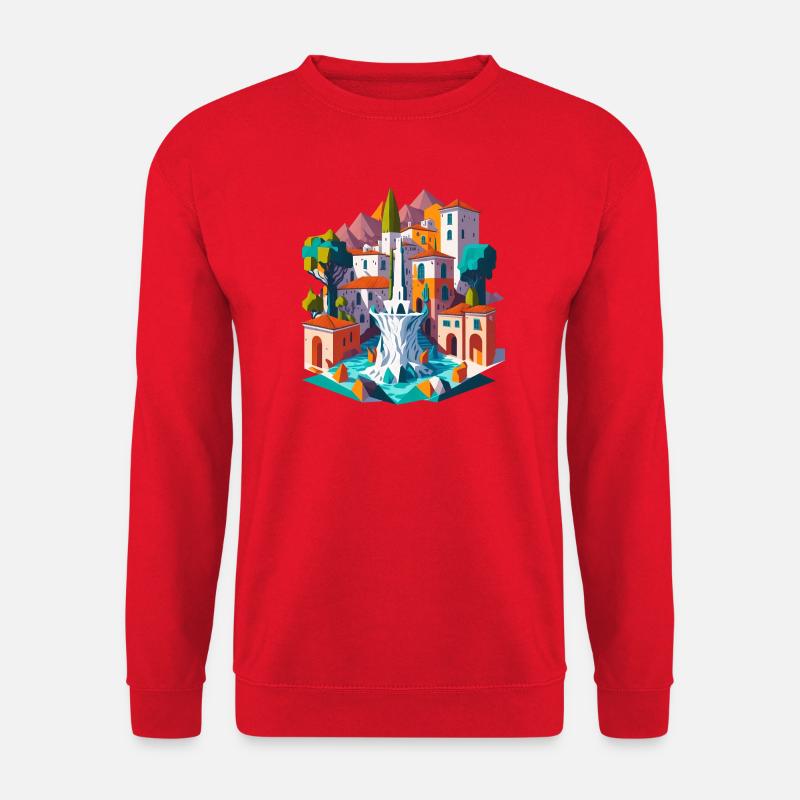 Andalusischer Dorfplatz - Unisex Pullover - Rot