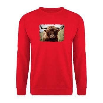 Hochlandrind - Unisex Pullover - Rot - Vorne - Alina (178cm) & Michal (187cm)