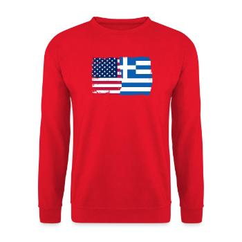 US Greece Flag Fusion - Unisex Sweatshirt - red - Front - Alina (178cm) & Michal (187cm)