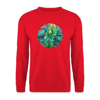 Monstera Mandala - Sweat-shirt Unisexe - rouge - Devant - Alina (178cm) & Michal (187cm)