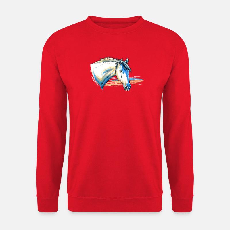 Pferd Portrait - Unisex Pullover - Rot