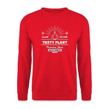 Tasty Plant Garlic - Unisex Sweatshirt - red - Front - Alina (178cm) & Michal (187cm)