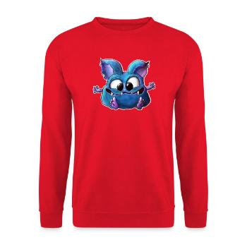 lass dich umarmen…. KuschelMonster - Unisex Pullover - Rot - Vorne - Alina (178cm) & Michal (187cm)