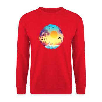 Summer Sunset Beach Watercolor - Unisex Sweatshirt - red - Front - Alina (178cm) & Michal (187cm)