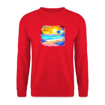 Summer Sunset Beach Watercolor - Unisex Sweatshirt - red - Front - Alina (178cm) & Michal (187cm)