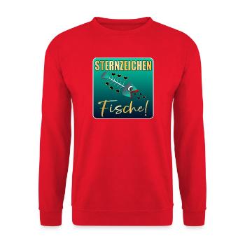 Sternzeichen Fische Geburtstag lustig - Unisex Pullover - Rot - Vorne - Alina (178cm) & Michal (187cm)