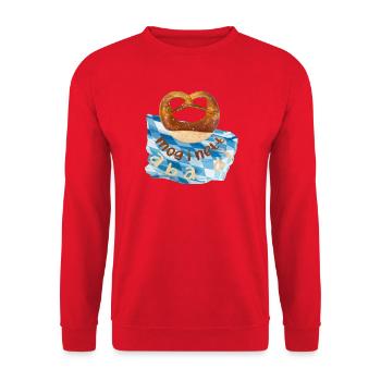 Wiesen Brezel - Unisex Pullover - Rot - Vorne - Alina (178cm) & Michal (187cm)