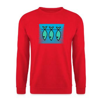 POISSON. POISSON D'AVRIL. VACANCES. ETE. HUMOUR - Sweat-shirt Unisexe - rouge - Devant - Alina (178cm) & Michal (187cm)