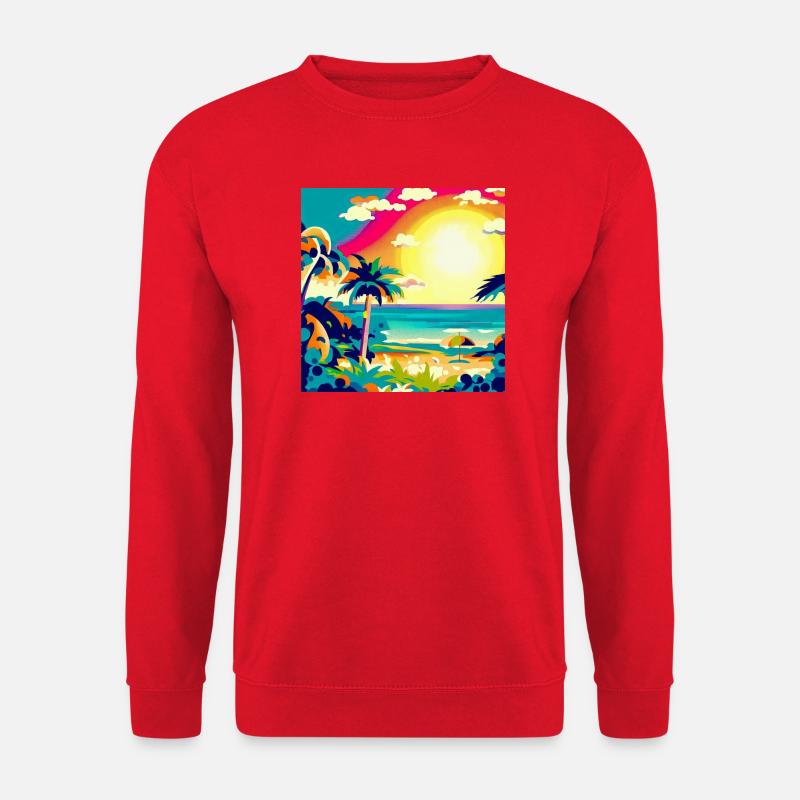 City Pop Sonnenuntergang - Unisex Pullover - Rot