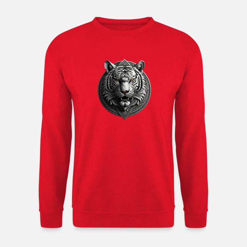Weißer Tiger Medaillon Emblem - Unisex Pullover - Rot