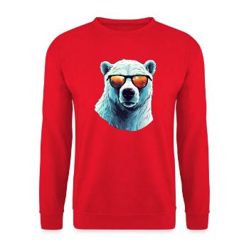 Cool polar bear with sunglasses - Unisex Sweatshirt - red - Front - Alina (178cm) & Michal (187cm)