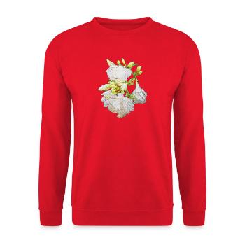 olianderblüten Zweig seitlich, blühen - Unisex Pullover - Rot - Vorne - Alina (178cm) & Michal (187cm)