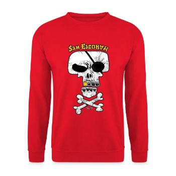 SAN ESCOBAR - Drapeau pirate / Crâne - Sweat-shirt Unisexe - rouge - Devant - Alina (178cm) & Michal (187cm)