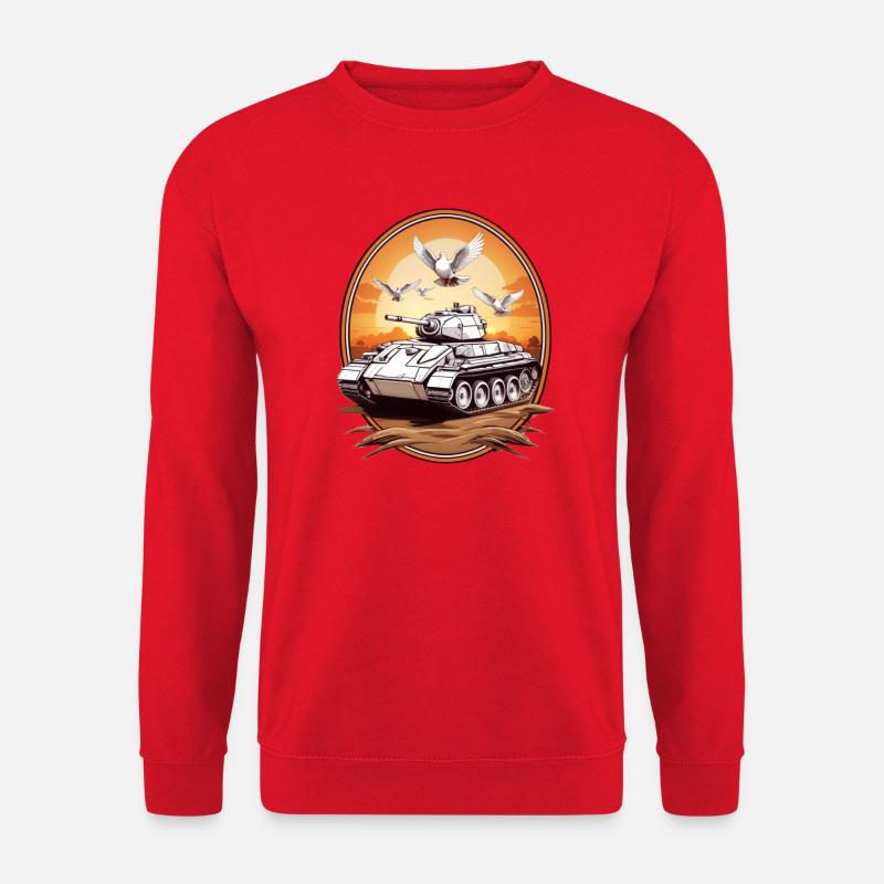 Panzer mit Friedenstauben - Unisex Pullover - Rot