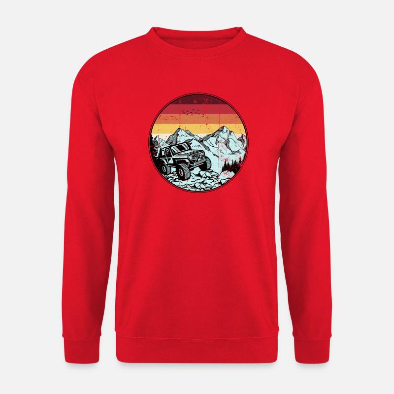 Retro Jeep Peaks Sonnenuntergang - Unisex Pullover - Rot