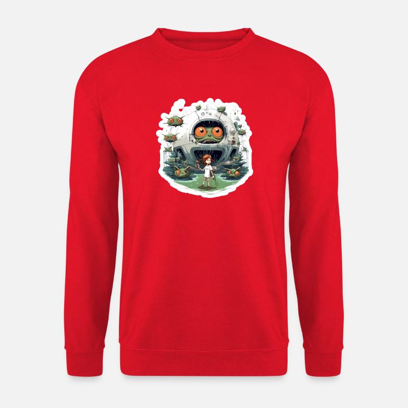 Roboter Monster Raumschiff Alien Planet Shirt - Unisex Pullover - Rot