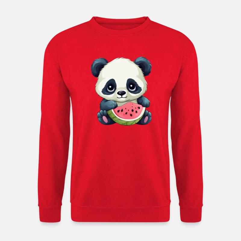 Süßes Panda mit Wassermelone - Unisex Pullover - Rot