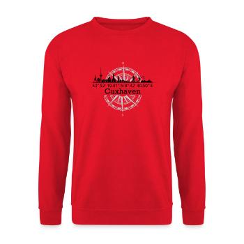 Koordinaten Cuxhaven - Unisex Pullover - Rot - Vorne - Alina (178cm) & Michal (187cm)