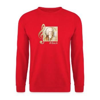 Johann Sebastian Bach Porträt im Aquarellstil - Unisex Pullover - Rot - Vorne - Alina (178cm) & Michal (187cm)