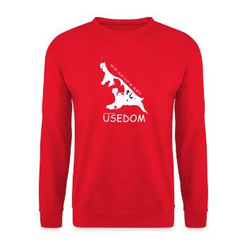 Usedom Koordinaten - Unisex Pullover - Rot - Vorne - Alina (178cm) & Michal (187cm)