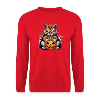 Grim Tiger Halloween Design - Sweat-shirt Unisexe - rouge - Devant - Alina (178cm) & Michal (187cm)