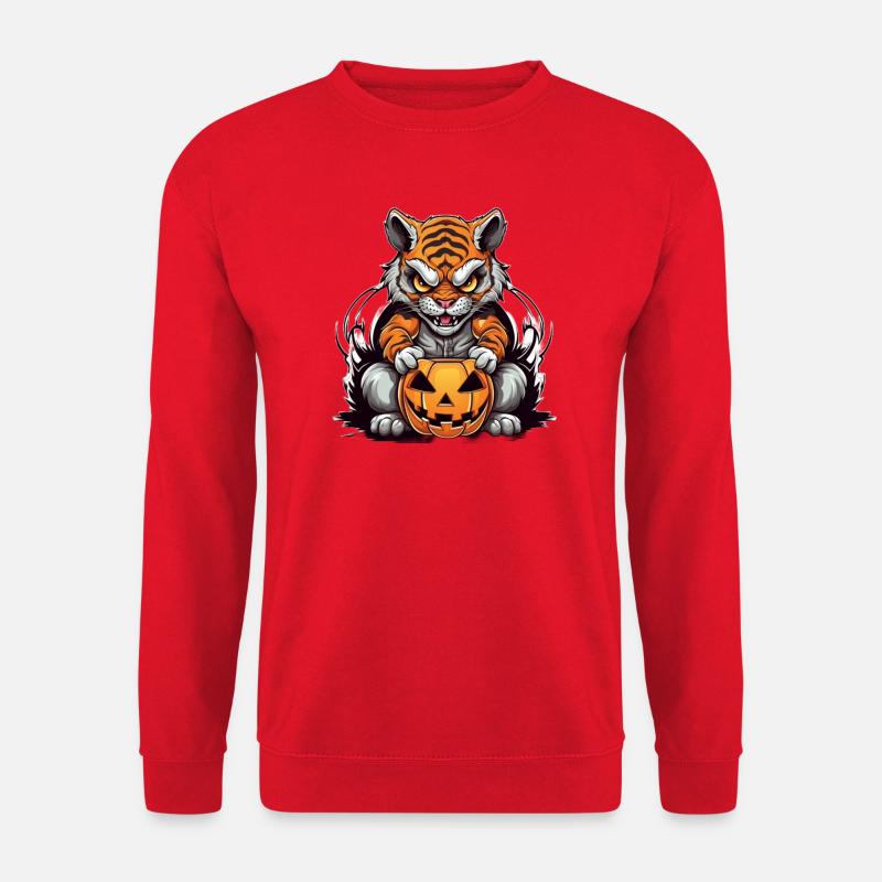 Grimmiger Tiger Halloween Design - Unisex Pullover - Rot