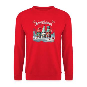 FROHE WEIHNACHTEN - Unisex Pullover - Rot - Vorne - Alina (178cm) & Michal (187cm)
