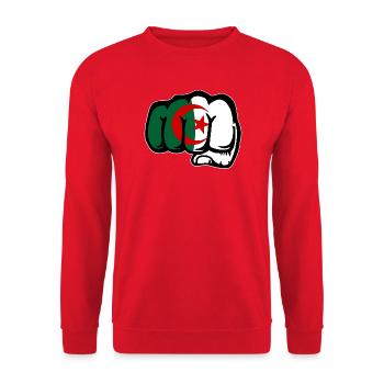Algeria Flag Hand Fist - Unisex Sweatshirt - red - Front - Alina (178cm) & Michal (187cm)
