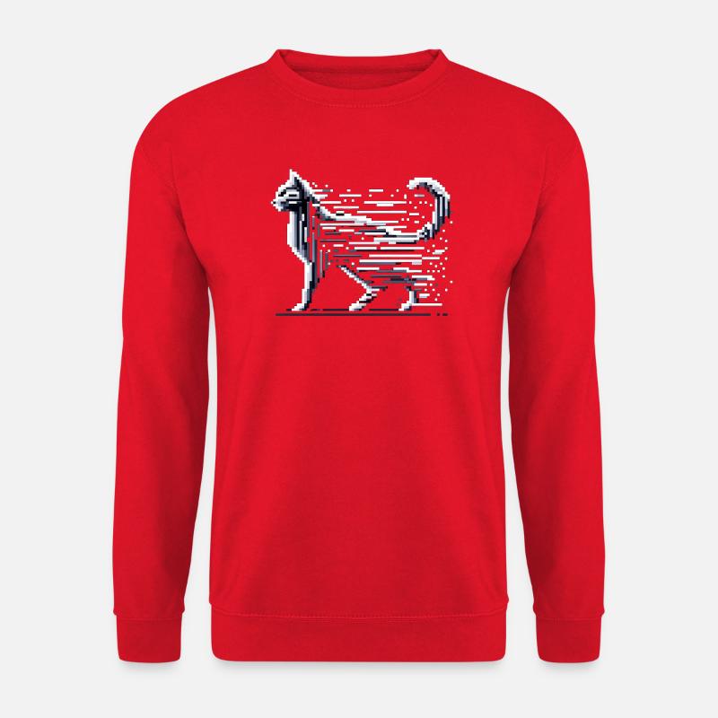 Pixel Katze - Unisex Pullover - Rot