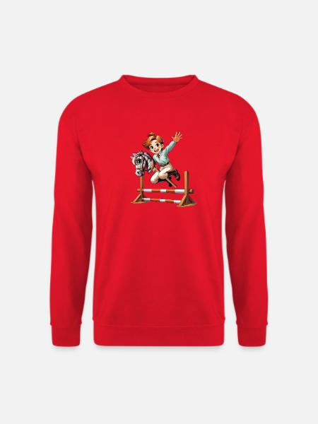 Hobby Horsing Sprung mit Steckenpferd - Unisex Pullover - Rot