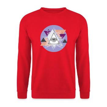 Geometric Triangular Eye with Auras - Unisex Sweatshirt - red - Front - Alina (178cm) & Michal (187cm)