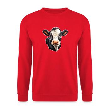 Cadeau de la ferme de veaux Holsteiner FarmerCow Head - Sweat-shirt Unisexe - rouge - Devant - Alina (178cm) & Michal (187cm)