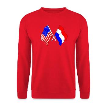 Flag USA and flag Netherlands - Unisex Sweatshirt - red - Front - Alina (178cm) & Michal (187cm)