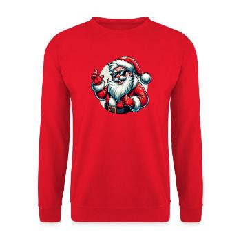 Weihnachtsmann mit Sonnenbrille Xmas Kostüm - Unisex Pullover - Rot - Vorne - Alina (178cm) & Michal (187cm)