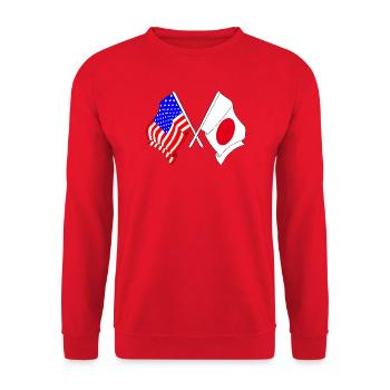 Flag of the United States USA and Flag Japan - Unisex Sweatshirt - red - Front - Alina (178cm) & Michal (187cm)
