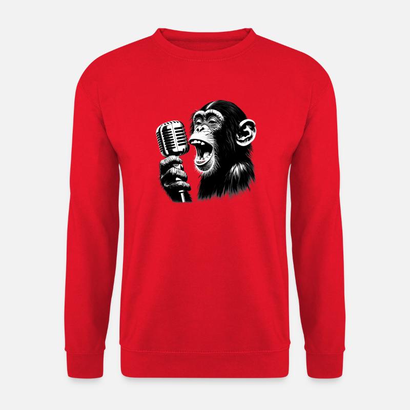Affen Orchester Sänger mit vintage Mikrofon - Unisex Pullover - Rot