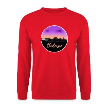 Lake Constance Fineline Skyline - Unisex Sweatshirt - red - Front - Alina (178cm) & Michal (187cm)